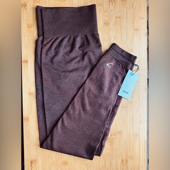 New With Tags Vital Seamless Gymshark Leggings   cherry brown marl XL - Picture 1 of 4